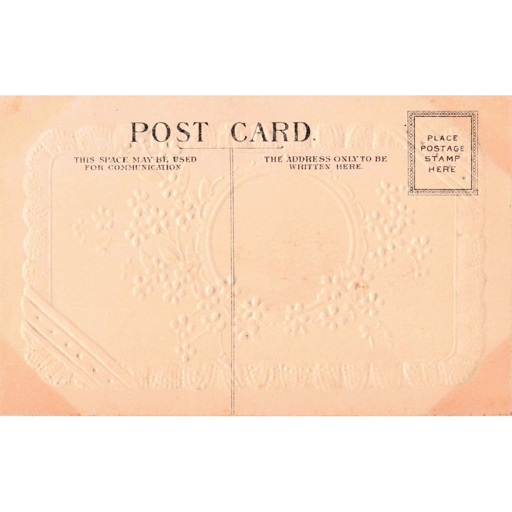 Antique 1910 Embossed Easter Postcard Blue Forget-Me-Nots Landscape Scene VG - Picture 2 of 2